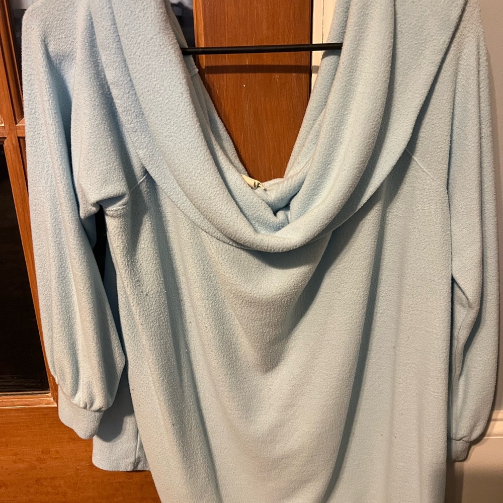Blue off the shoulder light weight sweater